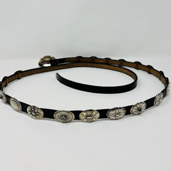 Dime Hand Stamped Silver and Leather Belt