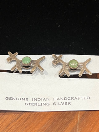 Silver Donkey and Turquoise Earrings