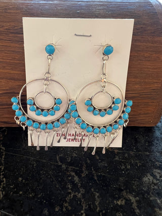 Turquoise Double Circle Earrings