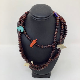 Fetish & Brown Beads Necklace Pendants/Necklaces - Picayune Cellars & Mercantile