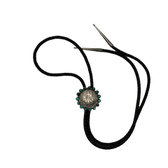 Fifty-cent Turquoise Cluster Bolo Tie