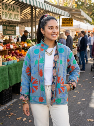 Floral Embroidered Suzani Jacket Women's Apparel - Picayune Cellars & Mercantile