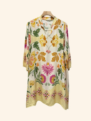 Floral Printed Short Dress Women's Apparel - Picayune Cellars & Mercantile