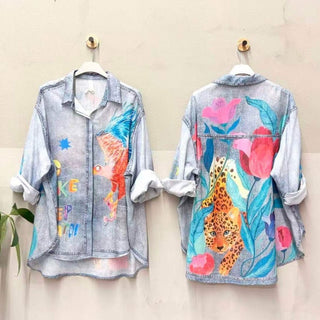 Flowing Printed Long Sleeve Shirt Women's Apparel - Picayune Cellars & Mercantile