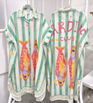 Flowing Printed Shirt Dress Women's Apparel - Picayune Cellars & Mercantile