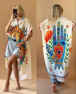 Flowing Printed Shirt Dress Women's Apparel - Picayune Cellars & Mercantile