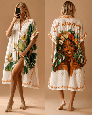 Flowing Printed Shirt Dress Women's Apparel - Picayune Cellars & Mercantile
