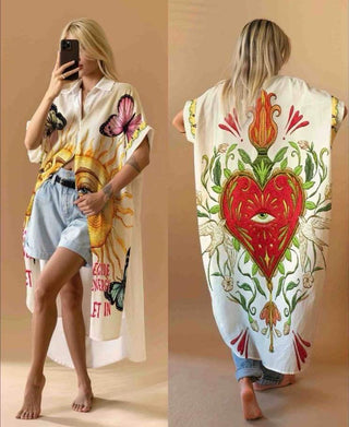 Flowing Printed Shirt Dress Women's Apparel - Picayune Cellars & Mercantile
