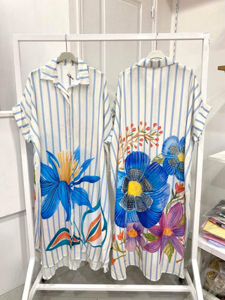 Flowing Printed Shirt Dress Women's Apparel - Picayune Cellars & Mercantile