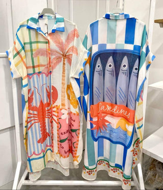 Flowing Printed Shirt Dress Women's Apparel - Picayune Cellars & Mercantile
