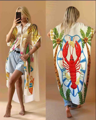 Flowing Printed Shirt Dress Women's Apparel - Picayune Cellars & Mercantile