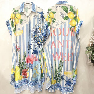 Flowing Printed Shirt Dress Women's Apparel - Picayune Cellars & Mercantile