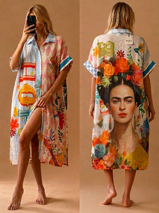 Flowing Printed Shirt Dress Women's Apparel - Picayune Cellars & Mercantile