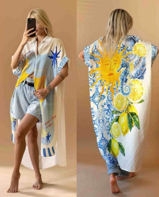 Flowing Printed Shirt Dress Women's Apparel - Picayune Cellars & Mercantile