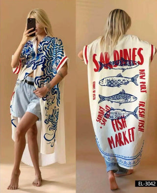 Flowing Printed Shirt Dress Women's Apparel - Picayune Cellars & Mercantile
