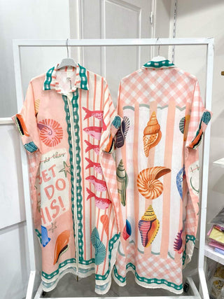 Flowing Printed Shirt Dress Women's Apparel - Picayune Cellars & Mercantile