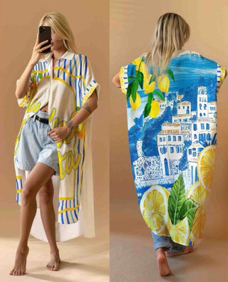 Flowing Printed Shirt Dress Women's Apparel - Picayune Cellars & Mercantile