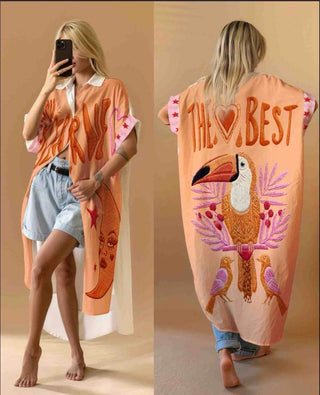 Flowing Printed Shirt Dress Women's Apparel - Picayune Cellars & Mercantile