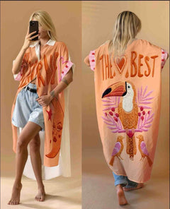 Flowing Printed Shirt Dress