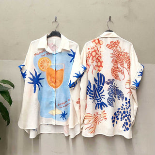 Flowing Printed Short Sleeved Shirt Women's Apparel - Picayune Cellars & Mercantile