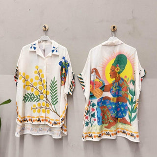 Flowing Printed Short Sleeved Shirt Women's Apparel - Picayune Cellars & Mercantile