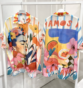 Flowing Printed Short Sleeved Shirt Women's Apparel - Picayune Cellars & Mercantile
