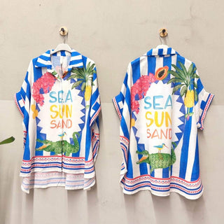 Flowing Printed Short Sleeved Shirt Women's Apparel - Picayune Cellars & Mercantile