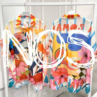 Flowing Printed Short Sleeved Shirt Women's Apparel - Picayune Cellars & Mercantile