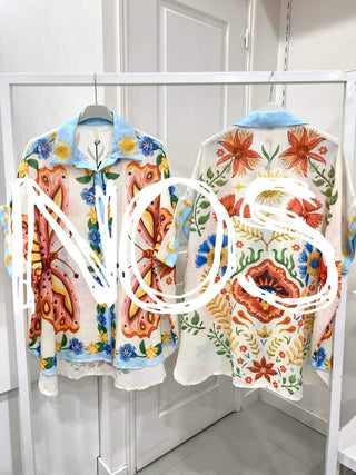 Flowing Printed Short Sleeved Shirt Women's Apparel - Picayune Cellars & Mercantile