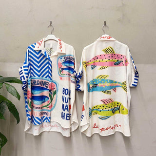 Flowing Printed Short Sleeved Shirt Women's Apparel - Picayune Cellars & Mercantile