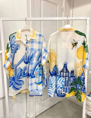 Flowing Printed Short Sleeved Shirt Women's Apparel - Picayune Cellars & Mercantile
