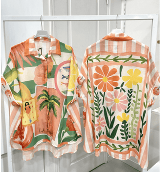 Flowing Printed Short Sleeved Shirt Women's Apparel - Picayune Cellars & Mercantile
