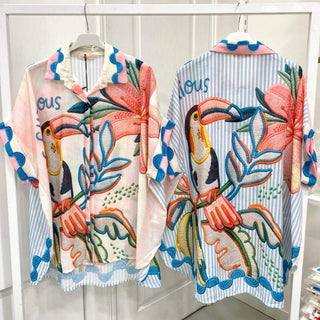 Flowing Printed Short Sleeved Shirt Women's Apparel - Picayune Cellars & Mercantile
