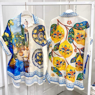 Flowing Printed Short Sleeved Shirt Women's Apparel - Picayune Cellars & Mercantile