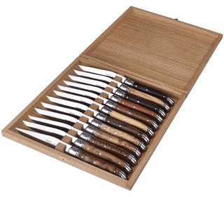 Goyon Chazeau Laguiole Prestige Table Knife Sets Mixed Wood Handles Knives - Picayune Cellars & Mercantile