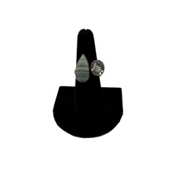 Green Opal & Green Amethyst Double Stone Adjustable Ring