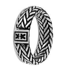 Guiot de Bourg Silver Unchain your Mind Chevron Ring