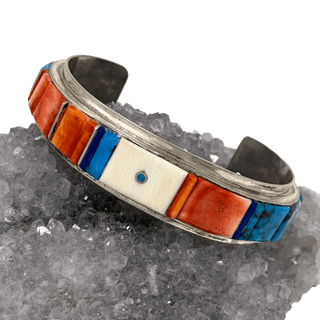 H Smith Bracelet with Spiny Oyster, Turquoise, and Lapis Inlay Bracelets - Picayune Cellars & Mercantile