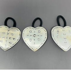 Hand stamped Sterling Silver Heart Hair Tie