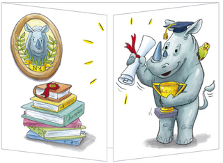 Trifold Card "Happy Graduation" Rhino