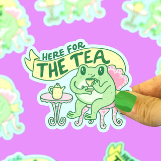 Here for the Tea Frog Sticker Stickers - Picayune Cellars & Mercantile