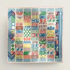 Hermès Scarf Au Bloc Liste Vernie Bleu Rose Vert 90