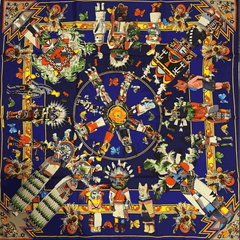 Hermès Scarf Kachinas Black Red 90 Kermit Oliver