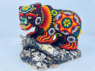 Huichol Beaded Bear Artwork - Picayune Cellars & Mercantile