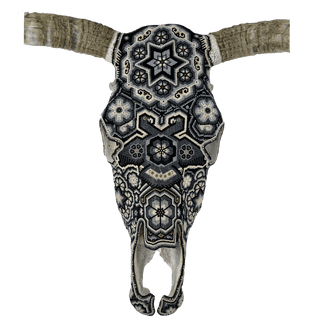 Huichol Beaded Cow Skull Artwork - Picayune Cellars & Mercantile