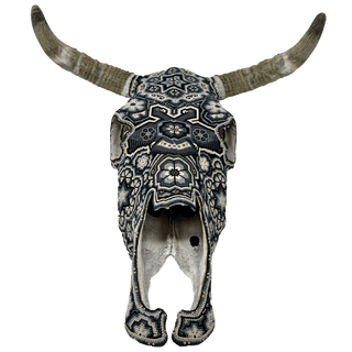 Huichol Beaded Cow Skull Artwork - Picayune Cellars & Mercantile