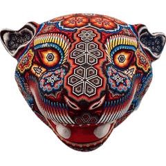 Huichol Beaded Jaguar Head
