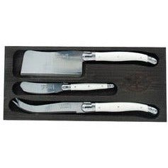 Jean Dubost Laguiole 3 Pc Cheese Set with Cleaver, Knife, Spreader Knives - Picayune Cellars & Mercantile