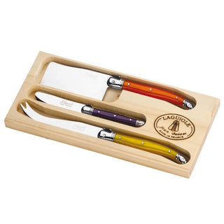 Jean Dubost Laguiole 3 Pc Cheese Set with Cleaver, Knife, Spreader Knives - Picayune Cellars & Mercantile