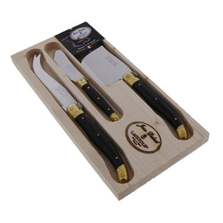 Jean Dubost Laguiole 3 Pc Cheese Set with Cleaver, Knife, Spreader Knives - Picayune Cellars & Mercantile